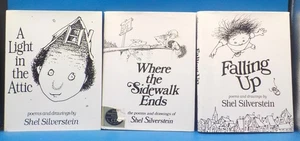 3 Shel Silverstein Books Light In The Attic,Sidewalk Ends w/CD, Falling Up HC Z1 - Picture 1 of 11