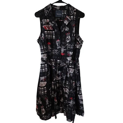 Vestido ModCloth Community Brunch Fit N Flare Talla Grande 1X Negro Rojo  Foto 1 de 4