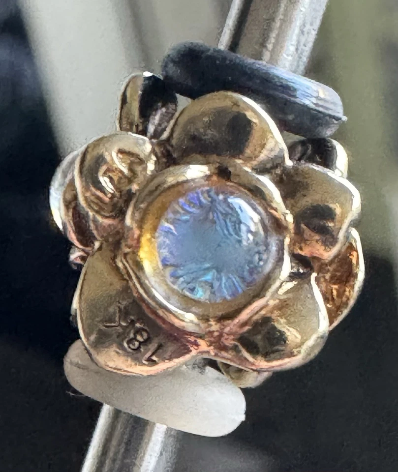 Trollbeads 18K Gold Drei Blumen • Dichroic Glass • seltene Rarität 💝 - Bild 1 von 4