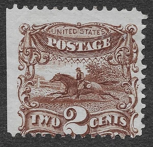 US Scott #113 unbenutzt NG SE 2c Brown Post Horse and Rider SCV 190 $ - Bild 1 von 2