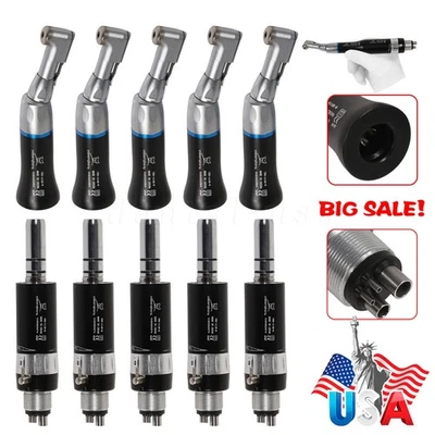 Dental Low Slow Speed Handpiece Contra Angle Air Motor 4Holes NSK Style Black - Image 1 of 2