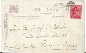KÖNIG EDWARD VII 1d ROT AUF POSTKARTE NACH BUENOS AIRES ARGENTINIEN REF 10 - Bild 1 von 2