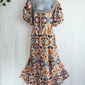 AND/OR JOHN LEWIS IVORY CITTON MULTI MIDAXI DRESS 20 - EXCELLENT COND - - Picture 1 of 8
