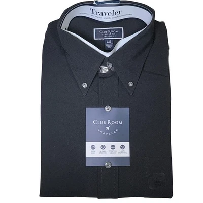 Club Room Men's Regular Fit Traveler solid Dress Shirt,  black 16.5 32/33 $55 - Image 1 of 4