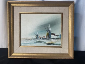 Vintage Oil Painting Print 100/104 Lawrence Signed Windmills Brand Art Import - Picture 1 of 7