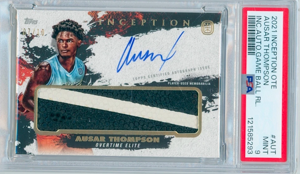 Ausar Thompson 2021 Topps Inception OTE Game Used Basketball Auto /10 PSA 9 - Image 1 of 2