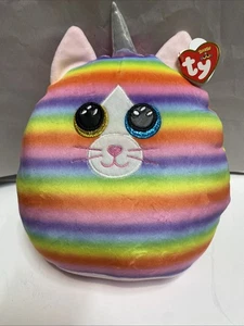 TY Squish-A-Boos Heather The Unicorn Cat Plush Rainbow Stuffed Animal 10" 2021 - Picture 1 of 7