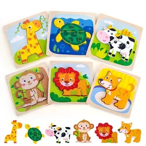 6 Pack Wooden Puzzles for Toddlers 1-3 Years Old - Montessori Toys for 2-Year... - Picture 1 of 5