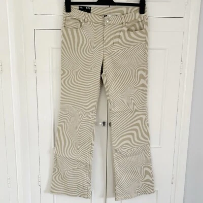 H&M Divided Flare Low Waist Jeans Size UK 14 Eu42 Women’s Beige Mix New With Tag - Image 1 of 4