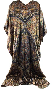 Maxi vestido de casa para mujer Sante Classics Kaftan MuMu dorado negro ropa de salón tela - Imagen 1 de 9