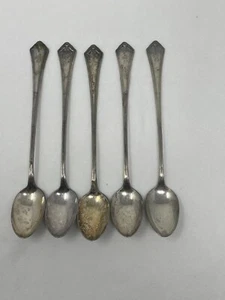 VINTAGE ONEIDA COMMUNITY RELIANCE PLATE SILVERPLATE LONG SPOONS SET OF 5 - Picture 1 of 6