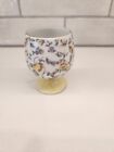 Floral Ceramic Egg Cup Yellow Roses Golden Rim And Accents