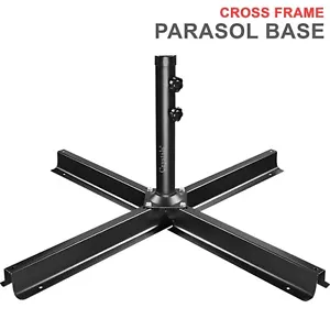 Paraguas base patio jardín soporte de metal resistente marco cruzado - Imagen 1 de 8