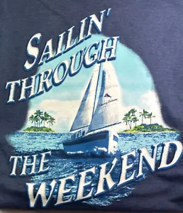 Tommy Bahama Men's T Shirt / Sailin Through The Weekend / Navy/ Cotton / Reg $54 - Picture 1 of 7