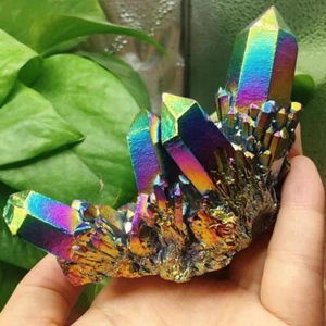 Natural Quartz Crystal Rainbow Titaniums Cluster Mineral Specimen Healing Hot~ - Picture 1 of 12