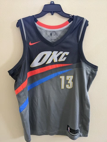 Nike NBA Paul George OKC Thunder City Edition Jersey Mens 912134-041 Sz 52 (2XL) Cover