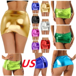 Minigonna donna pelle verniciata slim fit lucida bodycon matita clubwear - Foto 1 di 127