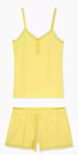 Ladies Cami & Shorts Pyjamas Women 12/14 Yellow Summer Shorty Pjs Primark