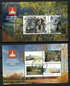 AUSTRALIA 2024 CANBERRA STAMP SHOW SET OF 2 SOUVENIR SHEETS FINE USED CONDITION - Picture 1 of 4
