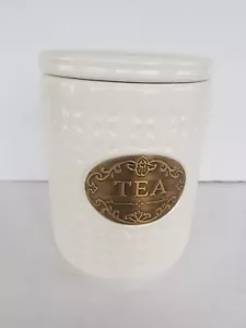 Ceramic Tin "Tea" Accent Label Farmhouse Style THL Jar Container Unique - Picture 1 of 3