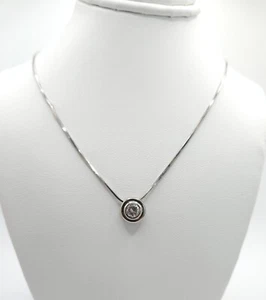 14K White Gold Diamond Slide Pendant Necklace 16" - RL204 - Picture 1 of 6