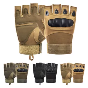 Taktische Halbfinger Handschuhe Knöchelschutz rutschfest Airsoft Paintball Kampf - Bild 1 von 15