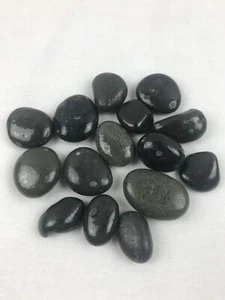 15 Lot Glatt Poliert Schwarz Felsen Brunnen Aquarium Klein Mittel - Bild 1 von 5