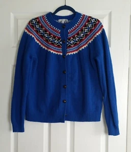 J.W. Anderson + Uniqulo Blue Fair Isle 100% Wool Cardigan Sweater Size M - Picture 1 of 4