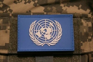 UNITED NATIONS PVC FLAG PATCH WITH HOOK LOOP BACKING  3 X 2  - Picture 1 of 1