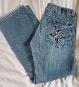 Jeans Do Denim De Colección Botón Mosca Envejecido Bootcut Bootleg Bordados, Talla 34 - Imagen 1 de 21