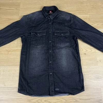 Camisa Western Denim Quiksilver Negra Calce Ajustado Manga Larga Informal Retro EUR Pequeña Foto 1 de 4