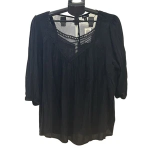 Blusa campesina manga larga bordada negra tórrida nueva con etiquetas para mujer talla 10 - Imagen 1 de 5