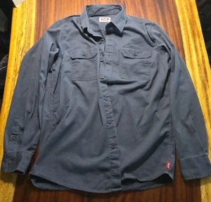 Wrangler Men's Button-Down Shirt Dark Gray Pockets Collared Cuff Sleeve Size M - Picture 1 of 9