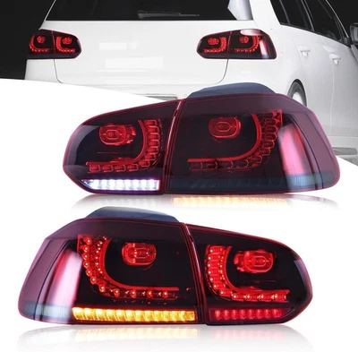 For 2010–2014 Volkswagen Golf MK6 LED Tail Lights Red Smoked Rear Lamps Pair L+R - Image 1 of 4