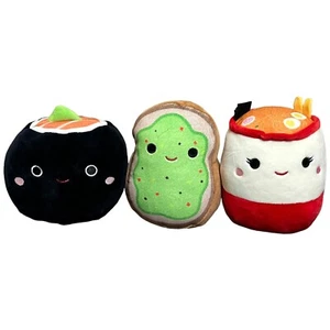 3 Squishmallows Shozo Sushi Roll Sinclair Avocado Toast Raisy Ramen Plush Set 5” - Picture 1 of 8