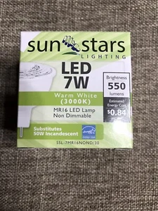 Sun&Stars Lighting LED 7W MR16 3000K 12V Factory New Pack Of 10 Non Dimmable! - Picture 1 of 5
