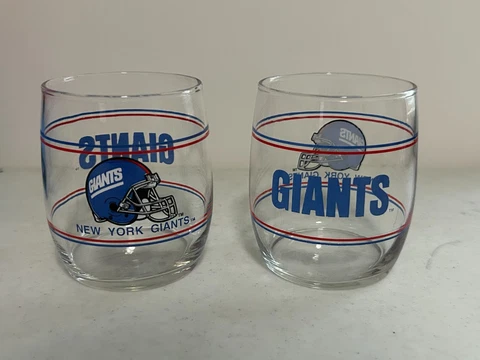 Lot of 2 Vintage New York Giants Glass Tumblers Stemless MINT!!! Cover