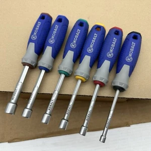 Kobalt Nut Drivers Blue Rubber Handle Set 3/16 1/4 5/16 11/32 3/8 7/16 Very Nice - Picture 1 of 10