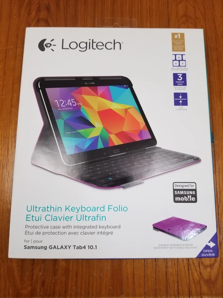 Genuine Logitech Ultrathin Keyboard Folio for Samsung GALAXY Tab4 10.1 Brand New - Image 1 of 4