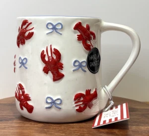 Luna & Salbei strukturierte 3D Karabinerbänder handbemalt Keramik Kaffee Tee Becher - Bild 1 von 9