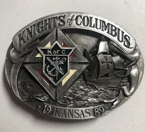 Knights of Columbus Kansas State Vintage 1989 Belt Buckle - Picture 1 of 7