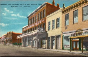 POSTCARD OLD CRYSTAL SALOON & WASHOE CLUB VIRGINIA CITY NEVADA - Picture 1 of 2