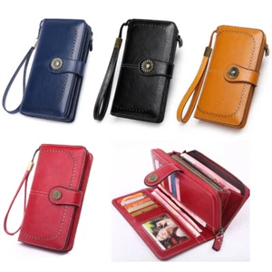Women Leather Long Wallet Money Card Holder Clutch Purse RFID Blocking - Picture 1 of 16