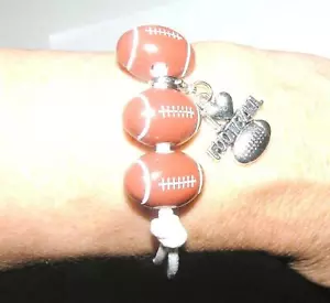 Football Charm Bracelet Corded Sliding Knot With I Love Football Clip-On Charm! - Picture 1 of 7