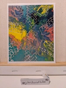 Puzzleteile Postkarte Acryl Gemälde Druck auf Glanzpapier 4x5 Zoll - Bild 1 von 2