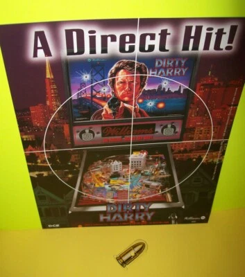 Dirty Harry Clint Eastwood Pinball Flyer & Plastic Promo Keychain 1995 Williams - Image 1 of 2