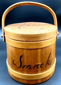 Vintage Vera Henry Wooden Snack Bucket Rustic General Store Display Signed - Picture 1 of 12