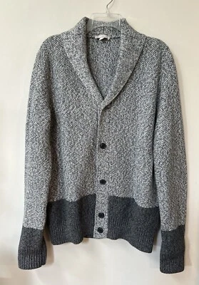 GAP Cardigan Sweater Men’s Lg. Cotton Grey Marl Shawl Collar Grandpacore Foto 1 de 4
