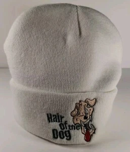 Hair Of The Dog White Winter Beanie Hat - Picture 1 of 5