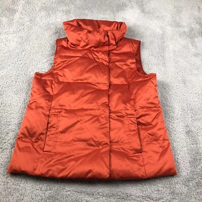 J Jill Puffer Vest Womens M Orange Down Insulated Snap Up Sleeveless Jacket - Image 1 of 4